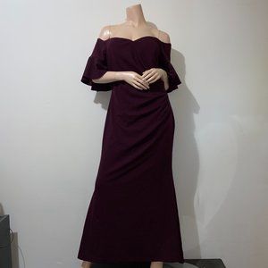 CALVIN KLEIN PURPLE ELEGANT OFF SHOULDER MAXI DRESS - 14